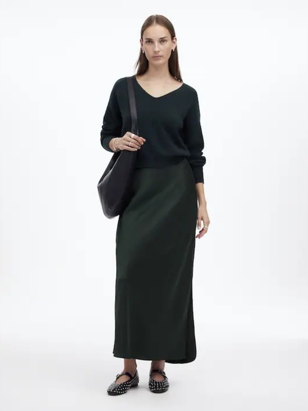 Madewell Sz 16 Dark Green Maxi Skirt - Sleek Straight Silhouette